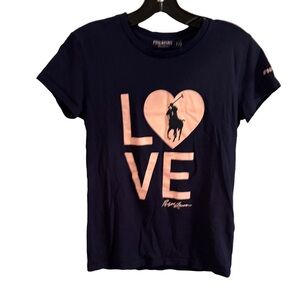 Pink Pony Ralph Lauren LOVE Tee Shirt Cotton Navy & Pink Size SP